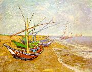 Vincent Van Gogh Fishing Boats on the Beach at Saintes-Maries painting
